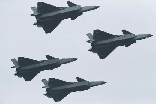 Four jets flying in formation.